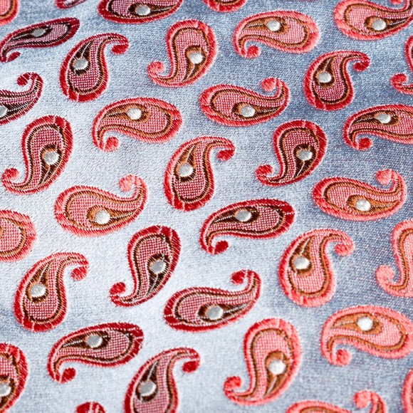 Jos A. Bank Silk Tie Designer Silver Orange Mini Pine Signature Collection Italy - Picture 5 of 5